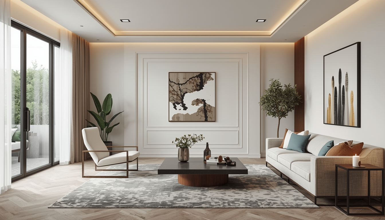 Organised living space with calm layout