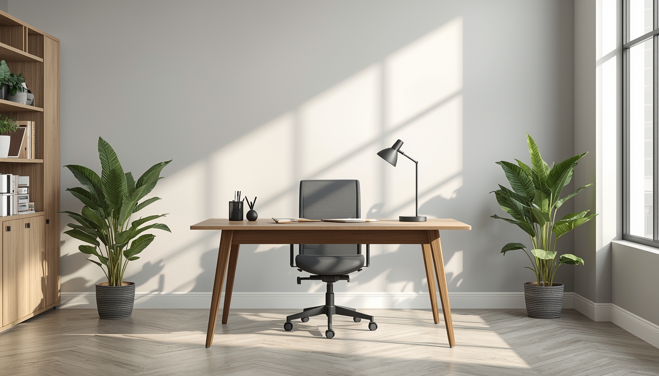 Decluttered workspace with clear zones